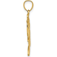 14K Yellow Gold Surfer and Wave Charm Pendant by Oro Pregiato