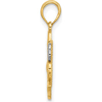 14K Yellow Gold Swan and Heart Charm Pendant with Rhodium Accent by Oro Pregiato