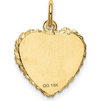 14K Yellow Gold Sweet 16 Engravable Heart Pendant Charm by Oro Pregiato