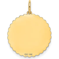 14K Yellow Gold Sweet 16 Engravable Round Disc Charm Pendant by Oro Pregiato