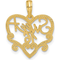 14K Yellow Gold Sweet 16 Heart Charm Pendant - Polished Finish by Oro Pregiato