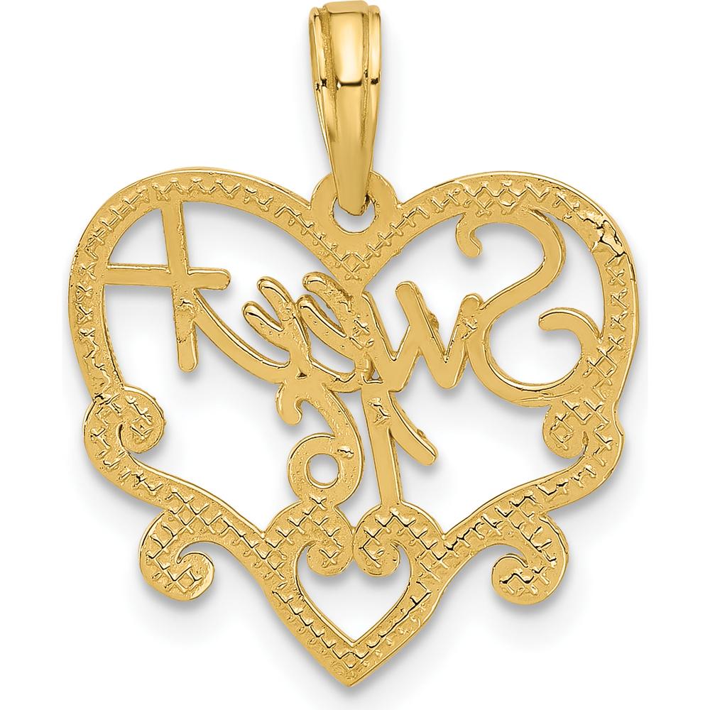 14K Yellow Gold Sweet 16 Heart Charm Pendant - Polished Finish by Oro Pregiato