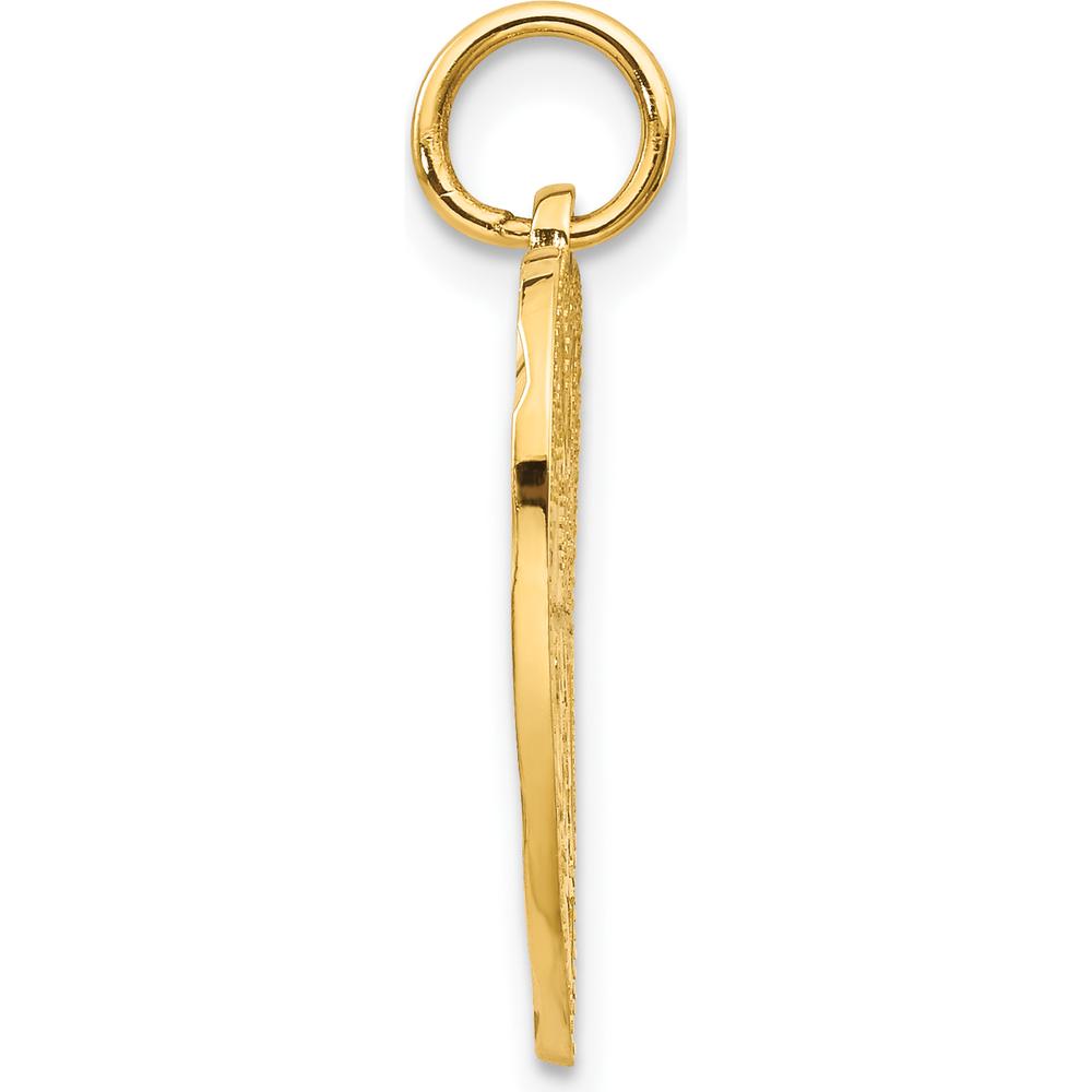 14K Yellow Gold Sweet 16 Heart Charm with Diamond-Cut Finish by Oro Pregiato