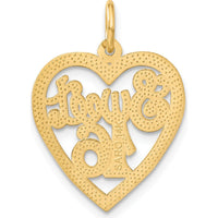 14K Yellow Gold Sweet 16 Heart Charm with Diamond-Cut Finish by Oro Pregiato
