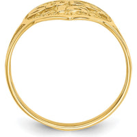 14K Yellow Gold "Sweet 16" Heart Ring with Polished Finish and Mesh Texture by Oro Pregiato