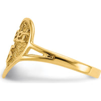 14K Yellow Gold "Sweet 16" Heart Ring with Polished Finish and Mesh Texture by Oro Pregiato
