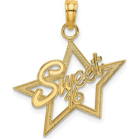 14K Yellow Gold Sweet 16 Star Charm - Polished Finish by Oro Pregiato