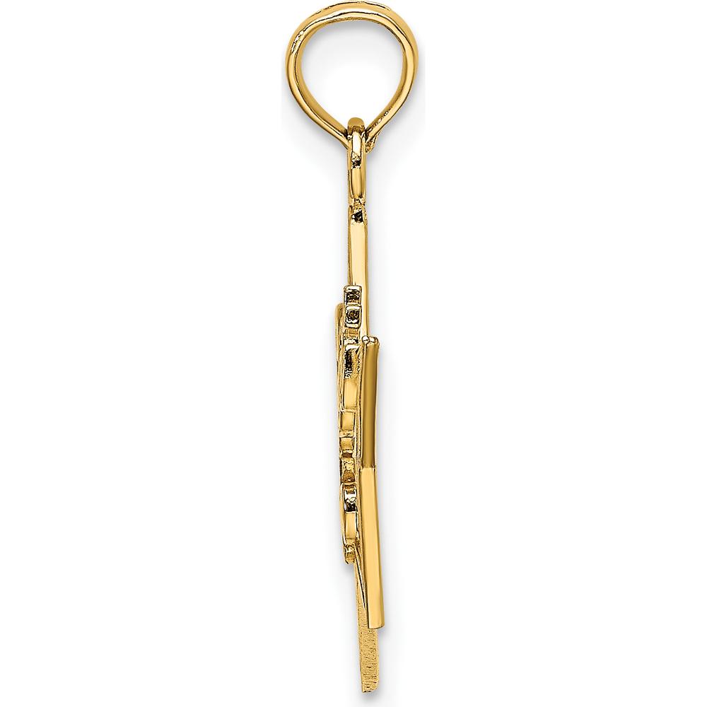 14K Yellow Gold Sweet 16 Star Charm - Polished Finish by Oro Pregiato