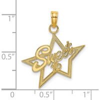 14K Yellow Gold Sweet 16 Star Charm - Polished Finish by Oro Pregiato