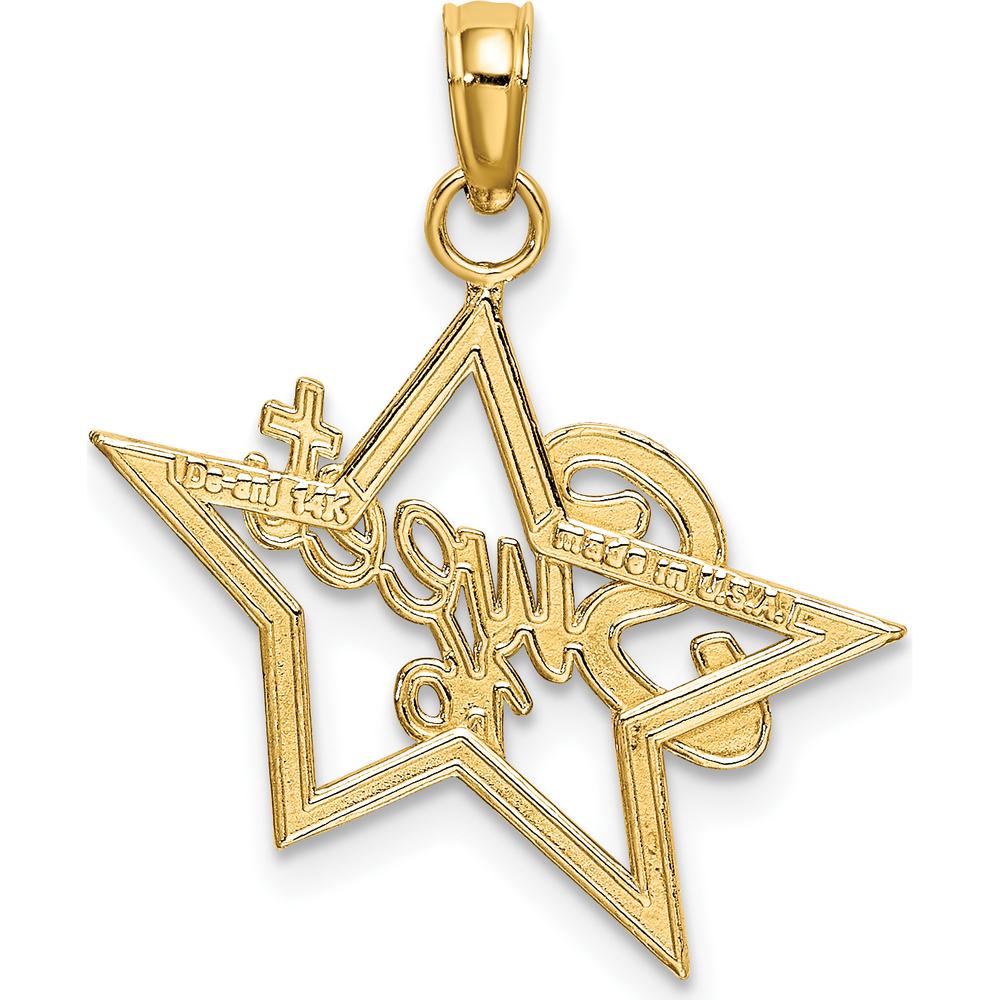 14K Yellow Gold Sweet 16 Star Charm - Polished Finish by Oro Pregiato