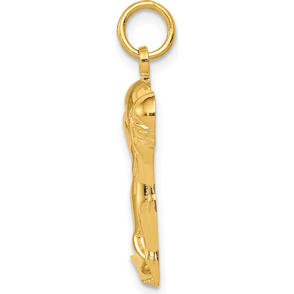 14K Yellow Gold Swimmer/Diver Charm Pendant - Polished Finish by Oro Pregiato