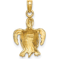 14K Yellow Gold Swimming Sea Turtle Charm with White Rhodium Accents - 24mm by Oro Pregiato