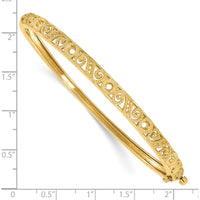 14K Yellow Gold Swirl Design Hinged Oval Bangle Mounting with Round Stone Settings - Holds 0.75 Carat Total Weight by Oro Pregiato