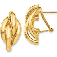 14K Yellow Gold Swirl Omega Back Drop Earrings - Polished Finish by Oro Pregiato