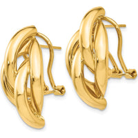 14K Yellow Gold Swirl Omega Back Drop Earrings - Polished Finish by Oro Pregiato