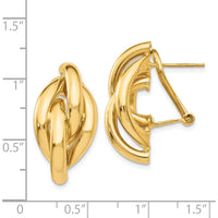 14K Yellow Gold Swirl Omega Back Drop Earrings - Polished Finish by Oro Pregiato