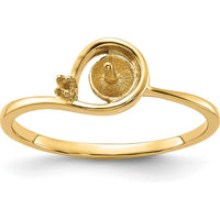 14K Yellow Gold Swirl Ring Mounting for Diamond or Pearl - Polished Finish by Monteluci Fine Jewelry