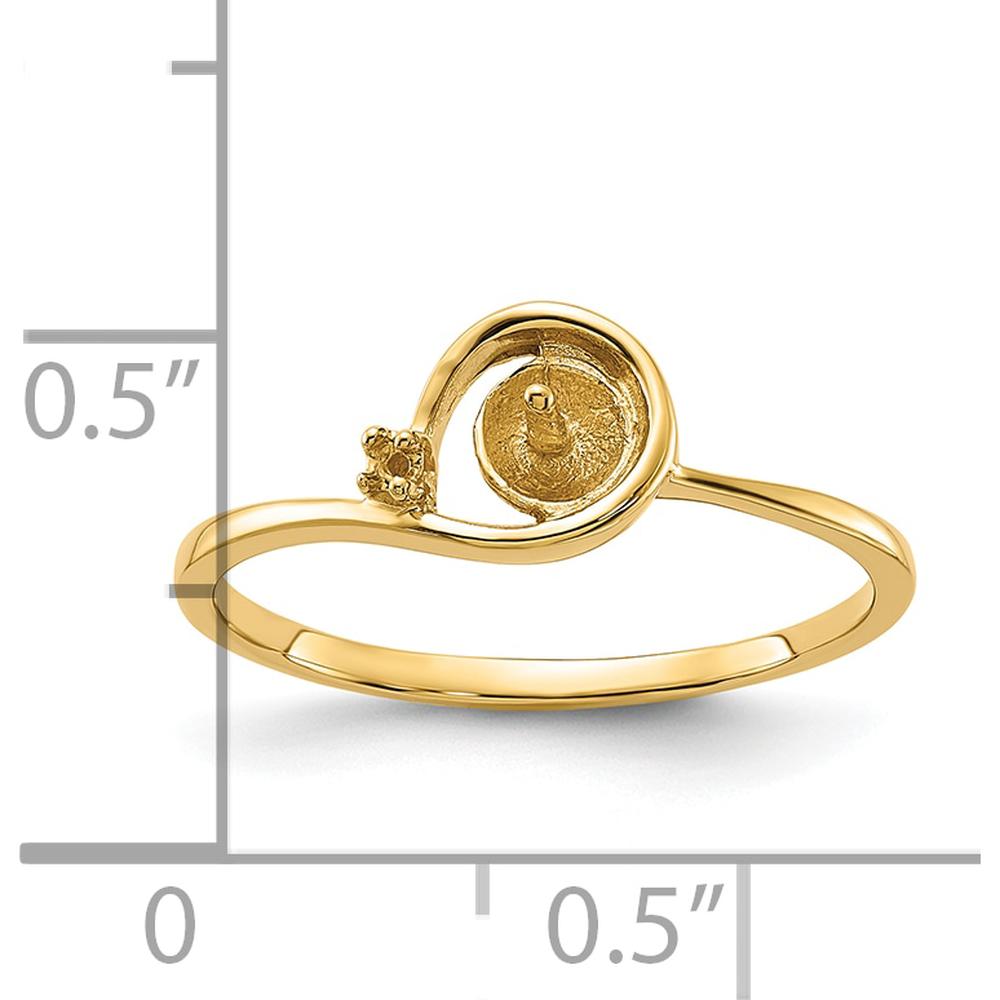 14K Yellow Gold Swirl Ring Mounting for Diamond or Pearl - Polished Finish by Monteluci Fine Jewelry