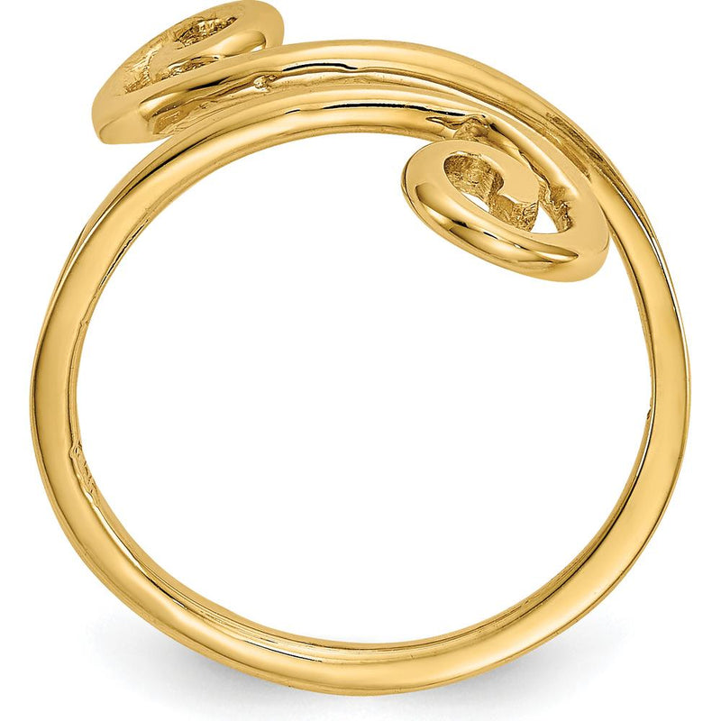 14K Yellow Gold Swirl Toe Ring - Polished Finish, Solid Design, 16mm Top Length by Oro Pregiato