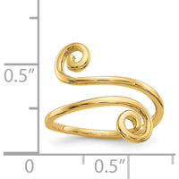 14K Yellow Gold Swirl Toe Ring - Polished Finish, Solid Design, 16mm Top Length by Oro Pregiato