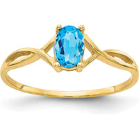 14K Yellow Gold Swiss Blue Topaz Birthstone Ring - 0.55 Carat Oval Topaz by Oro Pregiato