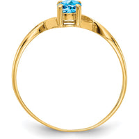 14K Yellow Gold Swiss Blue Topaz Birthstone Ring - 0.55 Carat Oval Topaz by Oro Pregiato