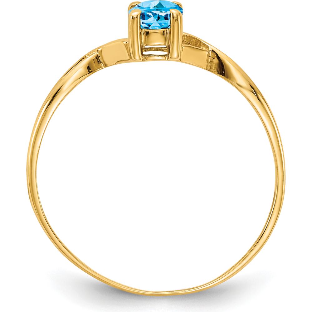 14K Yellow Gold Swiss Blue Topaz Birthstone Ring - 0.55 Carat Oval Topaz by Oro Pregiato