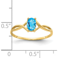 14K Yellow Gold Swiss Blue Topaz Birthstone Ring - 0.55 Carat Oval Topaz by Oro Pregiato
