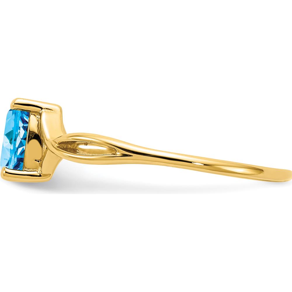 14K Yellow Gold Swiss Blue Topaz Birthstone Ring - 0.55 Carat Oval Topaz by Oro Pregiato