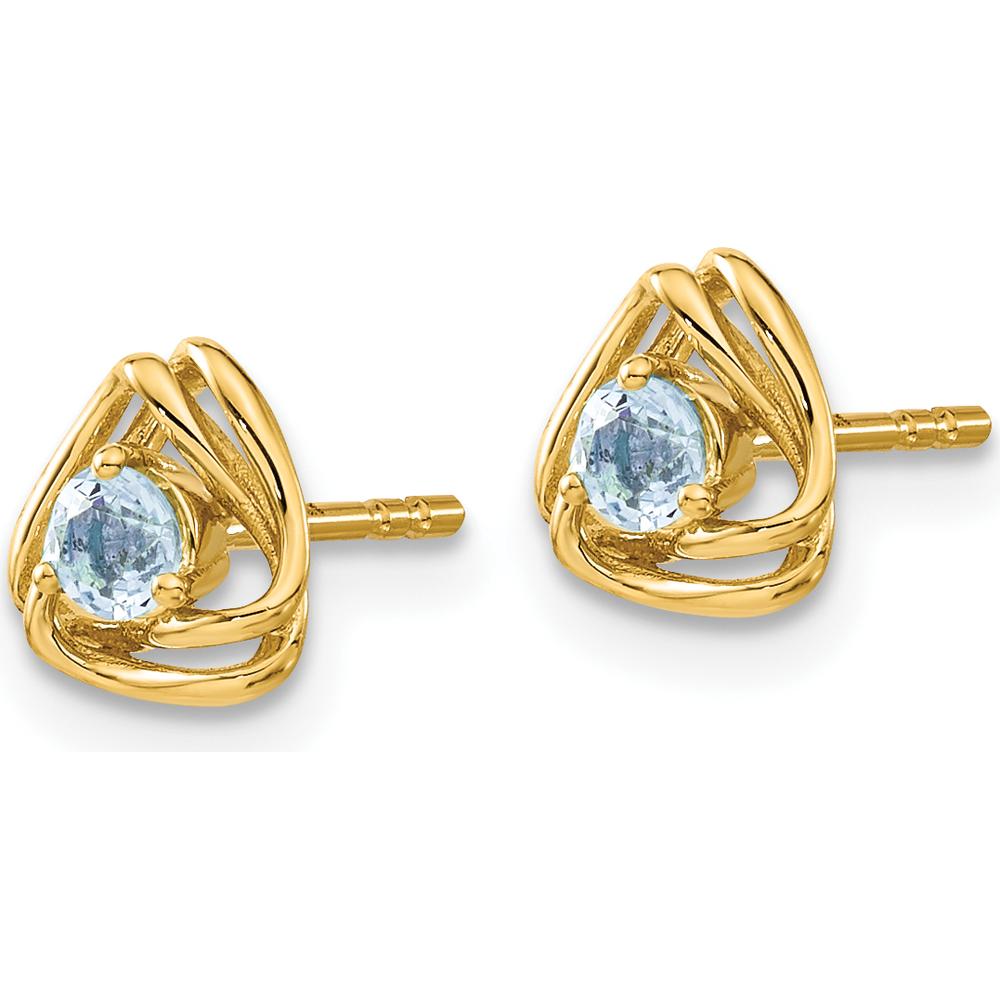 14K Yellow Gold Swiss Blue Topaz Button Post Earrings - 0.4 Carat Total Gem Weight by Oro Pregiato