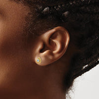 14K Yellow Gold Swiss Blue Topaz Button Post Earrings - 0.4 Carat Total Gem Weight by Oro Pregiato