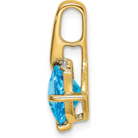 14K Yellow Gold Swiss Blue Topaz Cushion Cut Pendant with Diamond Accent - 2 Carat Total Gemstone Weight by Lumare Gioia