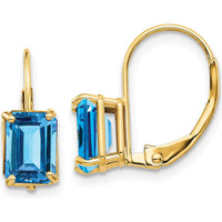 14K Yellow Gold Swiss Blue Topaz Leverback Earrings - 1.3 Carat Total Gem Weight by Monteluci Fine Jewelry