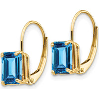 14K Yellow Gold Swiss Blue Topaz Leverback Earrings - 1.3 Carat Total Gem Weight by Monteluci Fine Jewelry