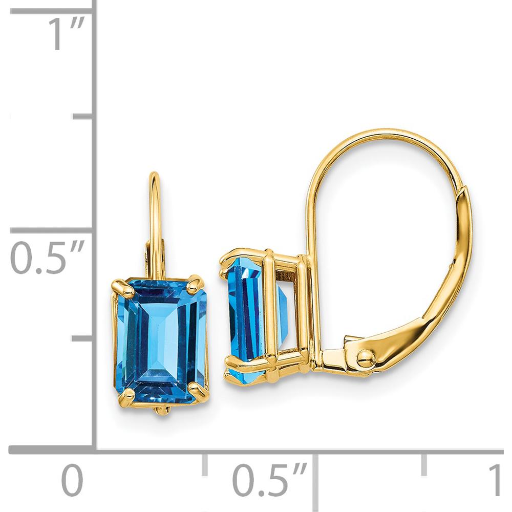 14K Yellow Gold Swiss Blue Topaz Leverback Earrings - 1.3 Carat Total Gem Weight by Monteluci Fine Jewelry