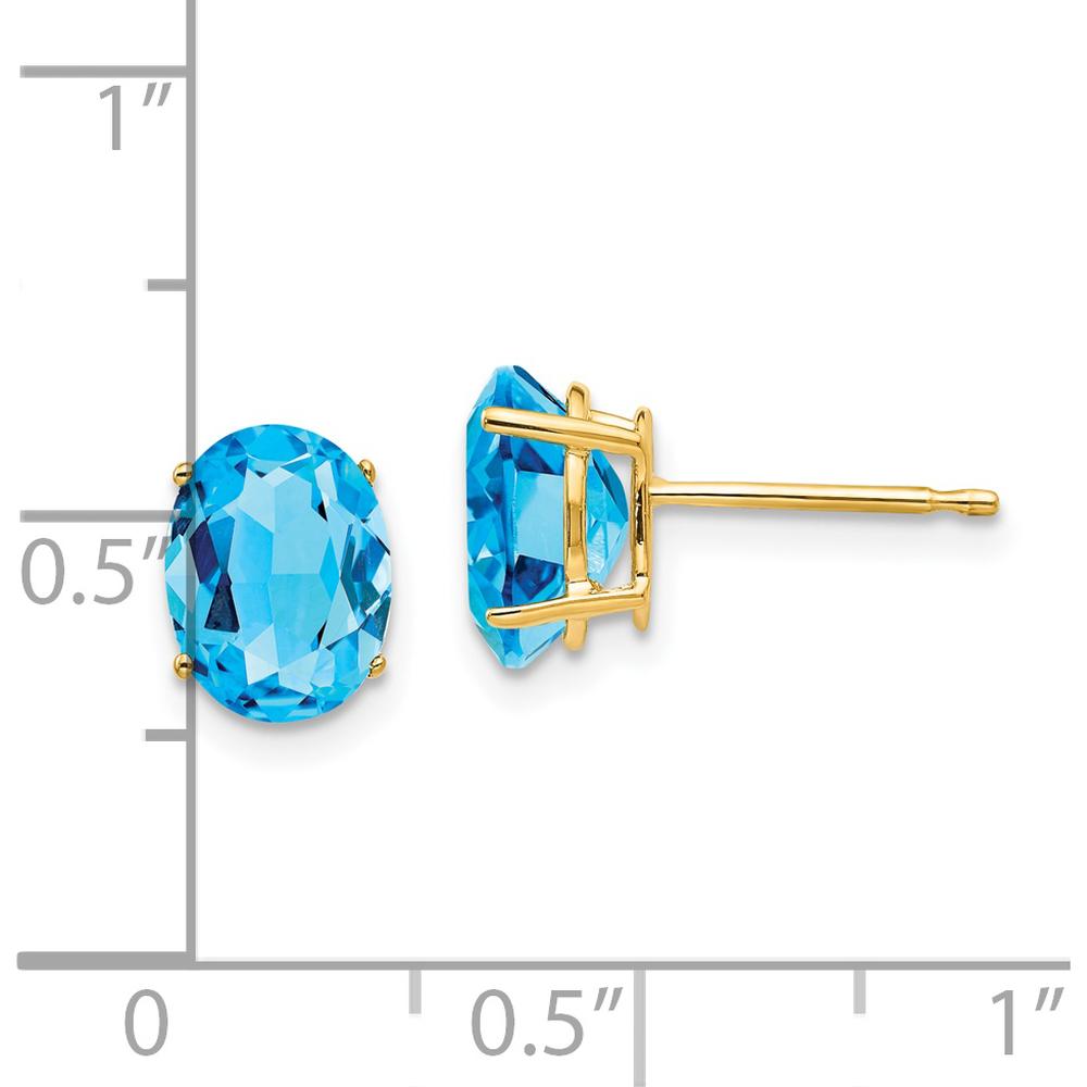 14K Yellow Gold Swiss Blue Topaz Oval Stud Earrings - 1.35 Carat Total Topaz Weight by Monteluci Fine Jewelry