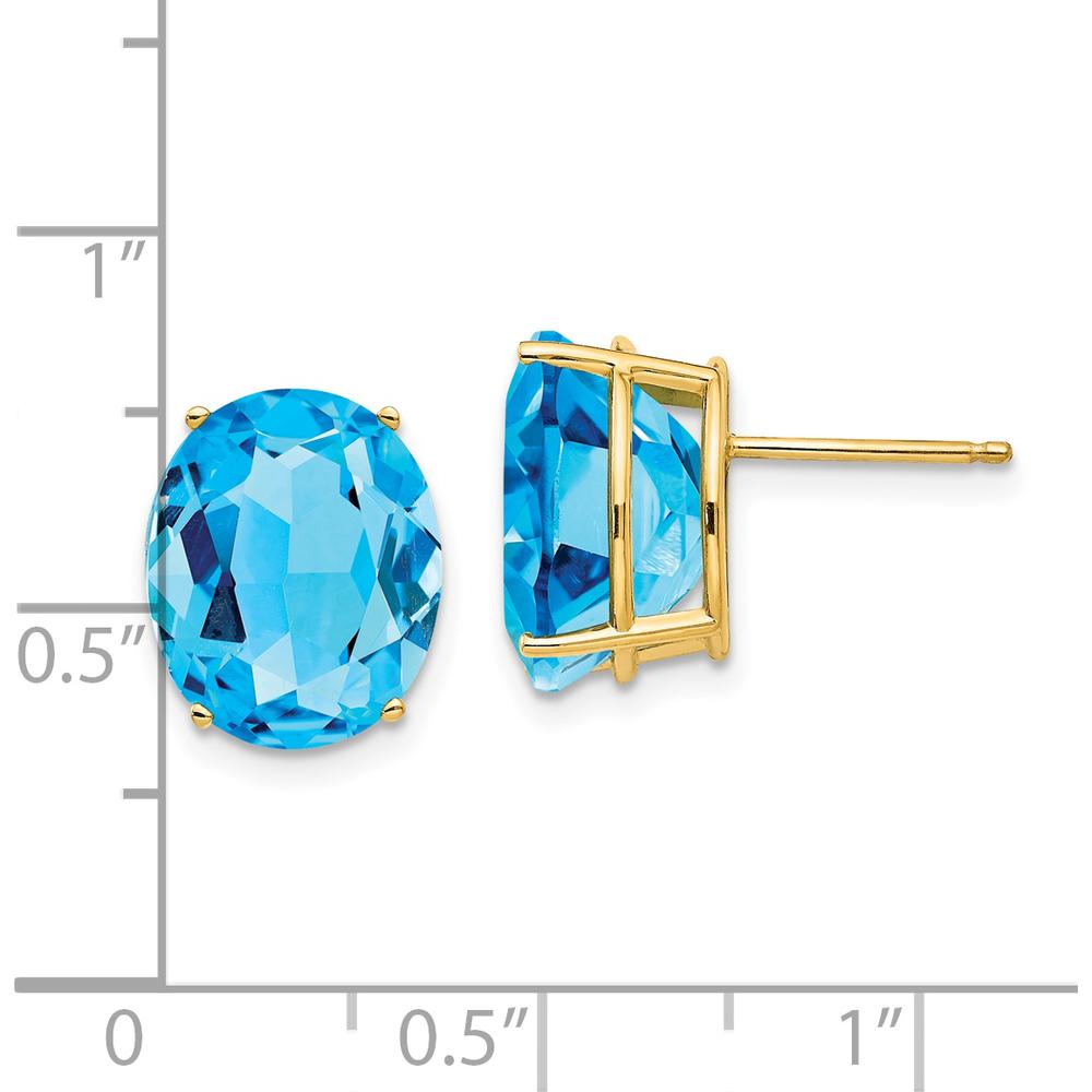 14K Yellow Gold Swiss Blue Topaz Oval Stud Earrings - 6.00 Carat Total Blue Topaz Weight by Monteluci Fine Jewelry