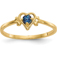 14K Yellow Gold Synthetic Alexandrite Heart Birthstone Ring - 0.15 Carat Lab-Created Alexandrite by Oro Pregiato