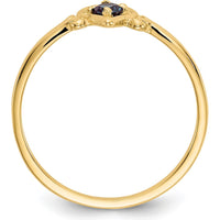 14K Yellow Gold Synthetic Alexandrite Heart Birthstone Ring - 0.15 Carat Lab-Created Alexandrite by Oro Pregiato