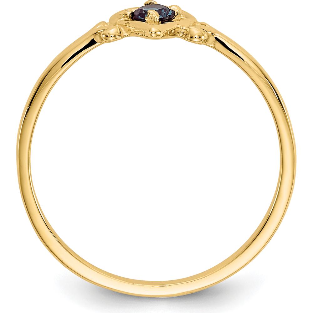 14K Yellow Gold Synthetic Alexandrite Heart Birthstone Ring - 0.15 Carat Lab-Created Alexandrite by Oro Pregiato