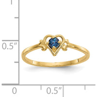 14K Yellow Gold Synthetic Alexandrite Heart Birthstone Ring - 0.15 Carat Lab-Created Alexandrite by Oro Pregiato