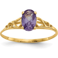 14K Yellow Gold Synthetic Alexandrite Ring - Magical Color-Changing June Birthstone for Girls by Oro Pregiato
