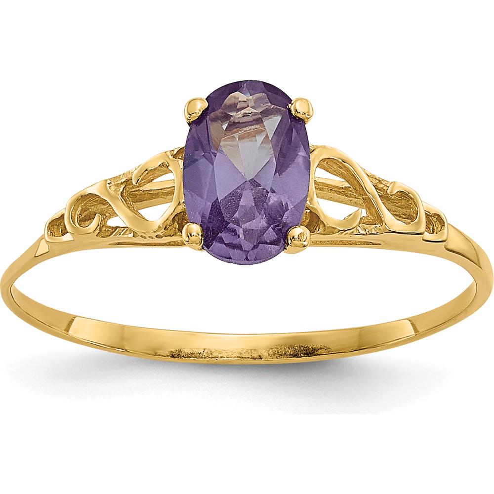 14K Yellow Gold Synthetic Alexandrite Ring - Magical Color-Changing June Birthstone for Girls by Oro Pregiato
