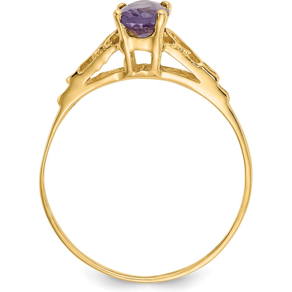 14K Yellow Gold Synthetic Alexandrite Ring - Magical Color-Changing June Birthstone for Girls by Oro Pregiato