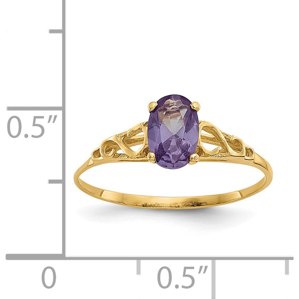 14K Yellow Gold Synthetic Alexandrite Ring - Magical Color-Changing June Birthstone for Girls by Oro Pregiato