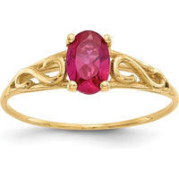 14K Yellow Gold Synthetic Ruby Ring with Polished Finish - 0.50 Carat Total Ruby Weight by Oro Pregiato