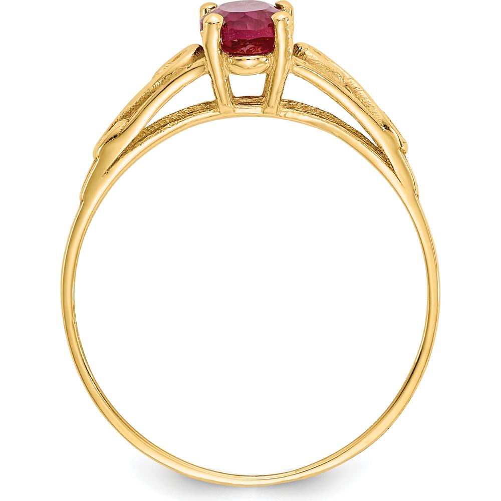 14K Yellow Gold Synthetic Ruby Ring with Polished Finish - 0.50 Carat Total Ruby Weight by Oro Pregiato