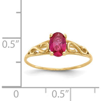 14K Yellow Gold Synthetic Ruby Ring with Polished Finish - 0.50 Carat Total Ruby Weight by Oro Pregiato