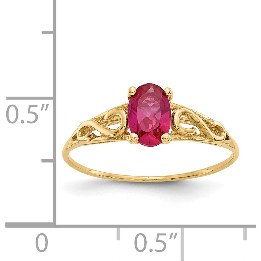 14K Yellow Gold Synthetic Ruby Ring with Polished Finish - 0.50 Carat Total Ruby Weight by Oro Pregiato
