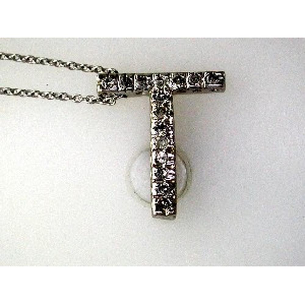 14K Yellow Gold "T" Initial Pendant with Round Brilliant-Cut Diamonds - 0.17 Carat Total Diamond Weight - Royal Jewelry